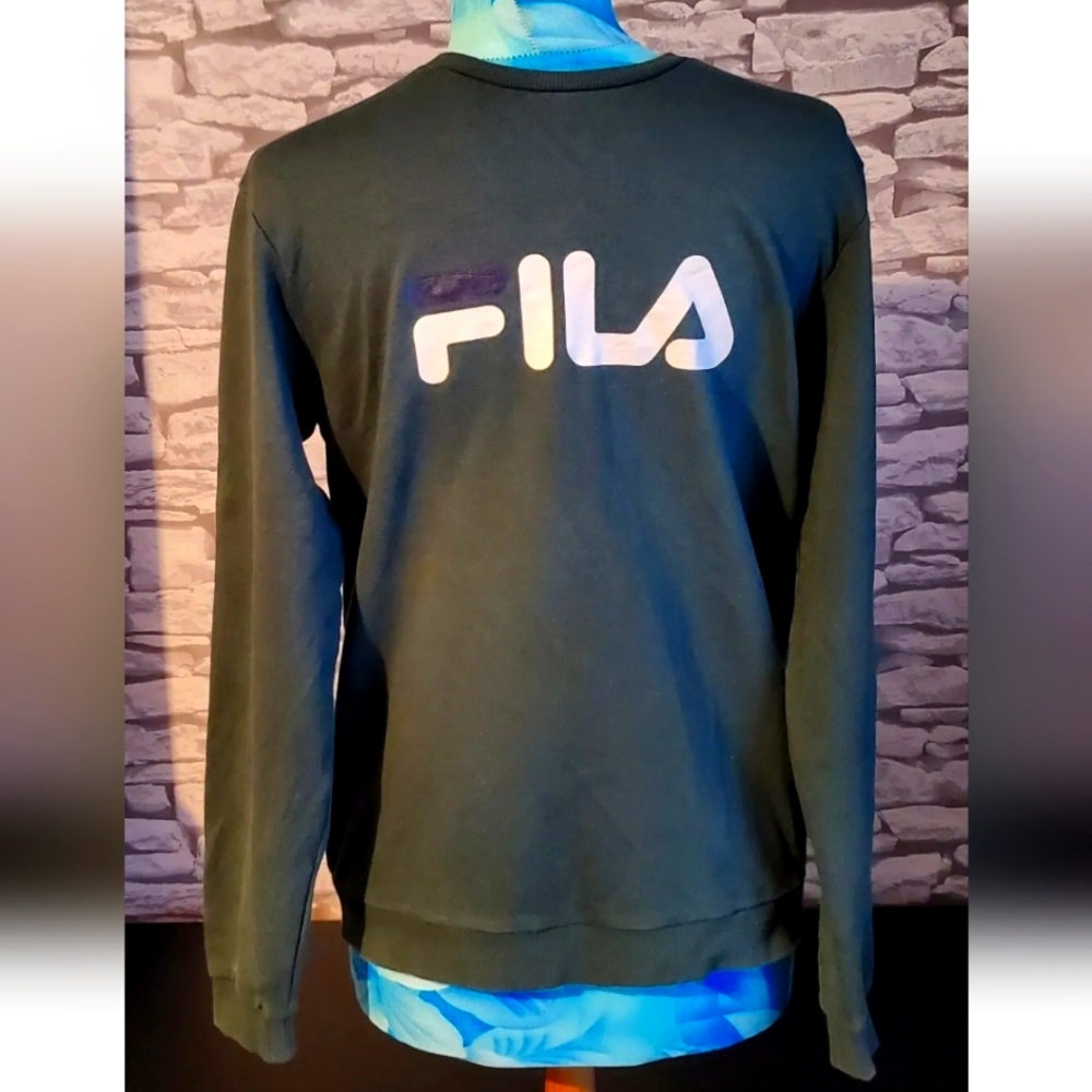 Vtg Fila Khaki Green lightweight Sweatshirt Sweater Top Jumper S 36" - Picture 2 of 6